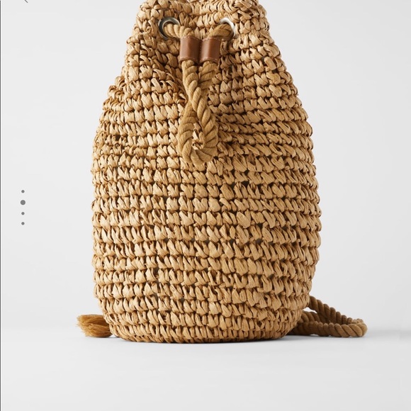 Zara Handbags - Zara Natural Woven Backpack